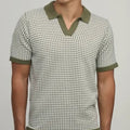 Checked knit short sleeve polo shirt