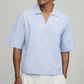 Light blue micro check short sleeve shirt