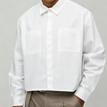 Loose fit solid white long sleeve shirt