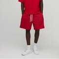 Men's red drawstring athletic shorts
