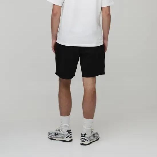 Men's solid black casual twill shorts