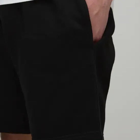 Men's solid black casual twill shorts