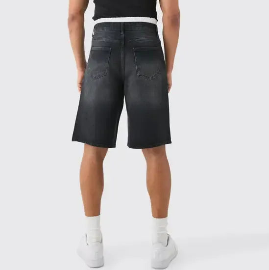 Men's wide leg knee length denim shorts