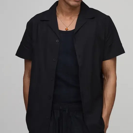Solid black short sleeve shirt