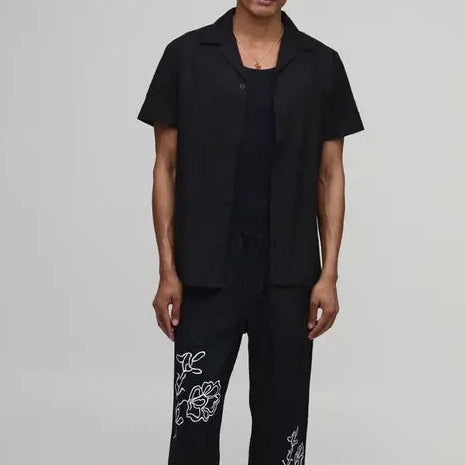 Solid black short sleeve shirt