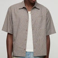 Striped panel short sleeve shirt